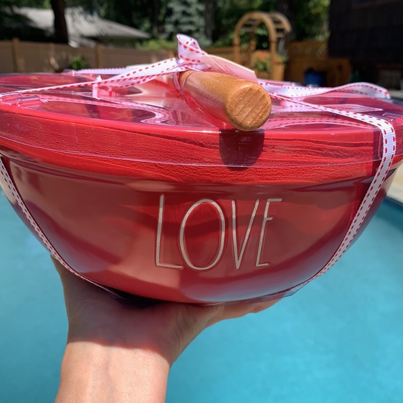 New Rae Dunn Red LOVE Mixing Bowl & Spatula - Picture 2 of 6